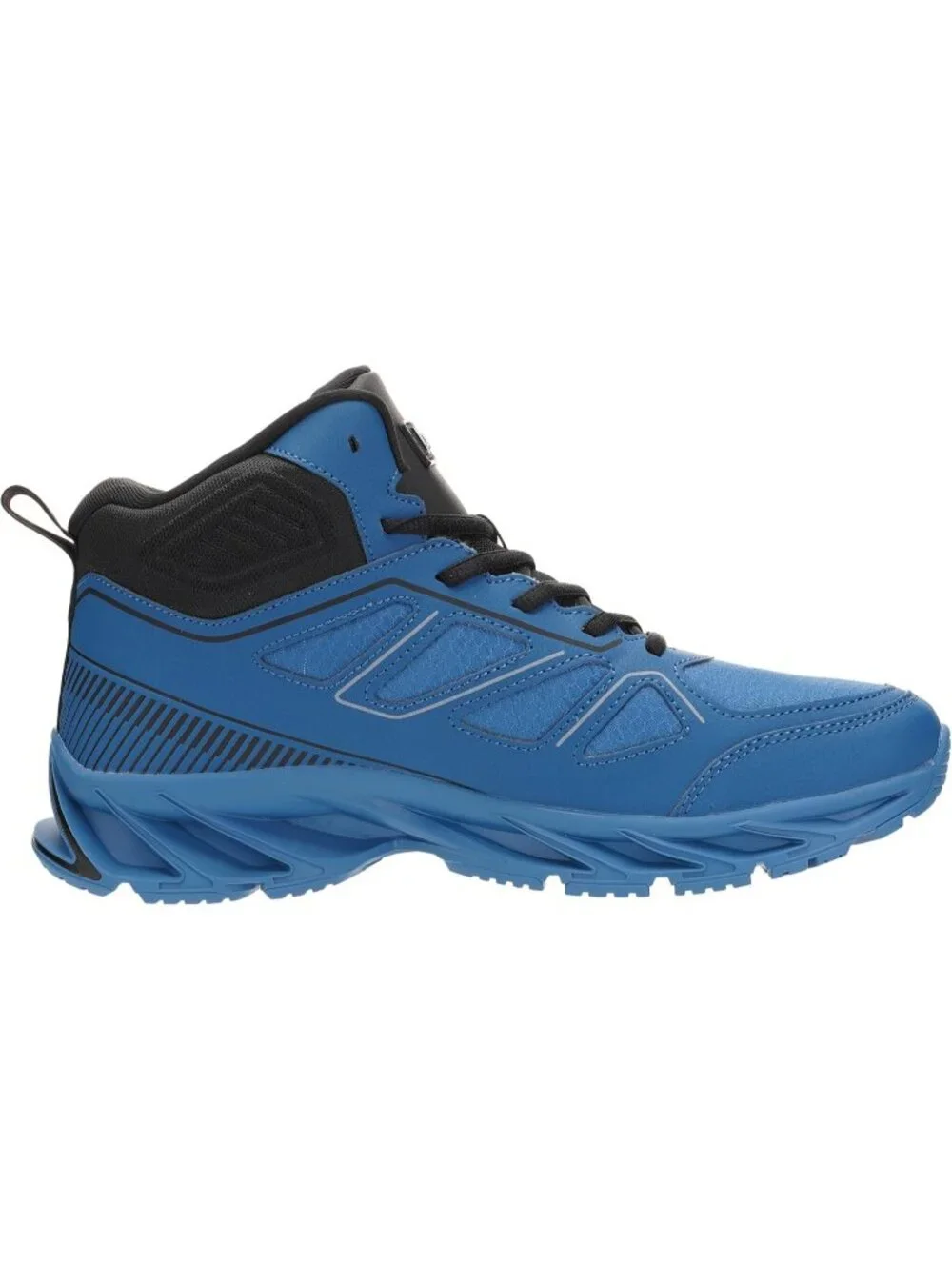 Joomra Men's Blue Black Rubber Leather High Top Athletic Inspire Lace Up Sneaker